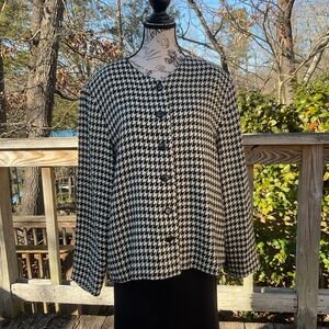 - Houndstooth Wool Dress Jacket